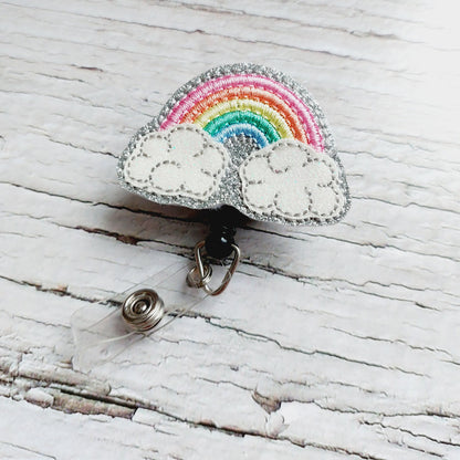 Rainbow With Clouds Badge Reel