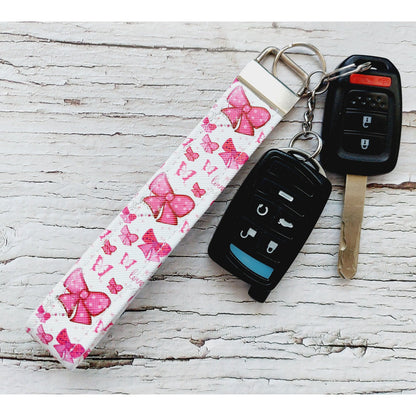 Pinky Ribbon Wristlet Keychain