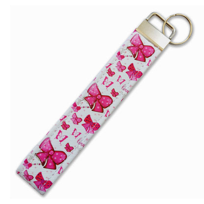 Pinky Ribbon Wristlet Keychain