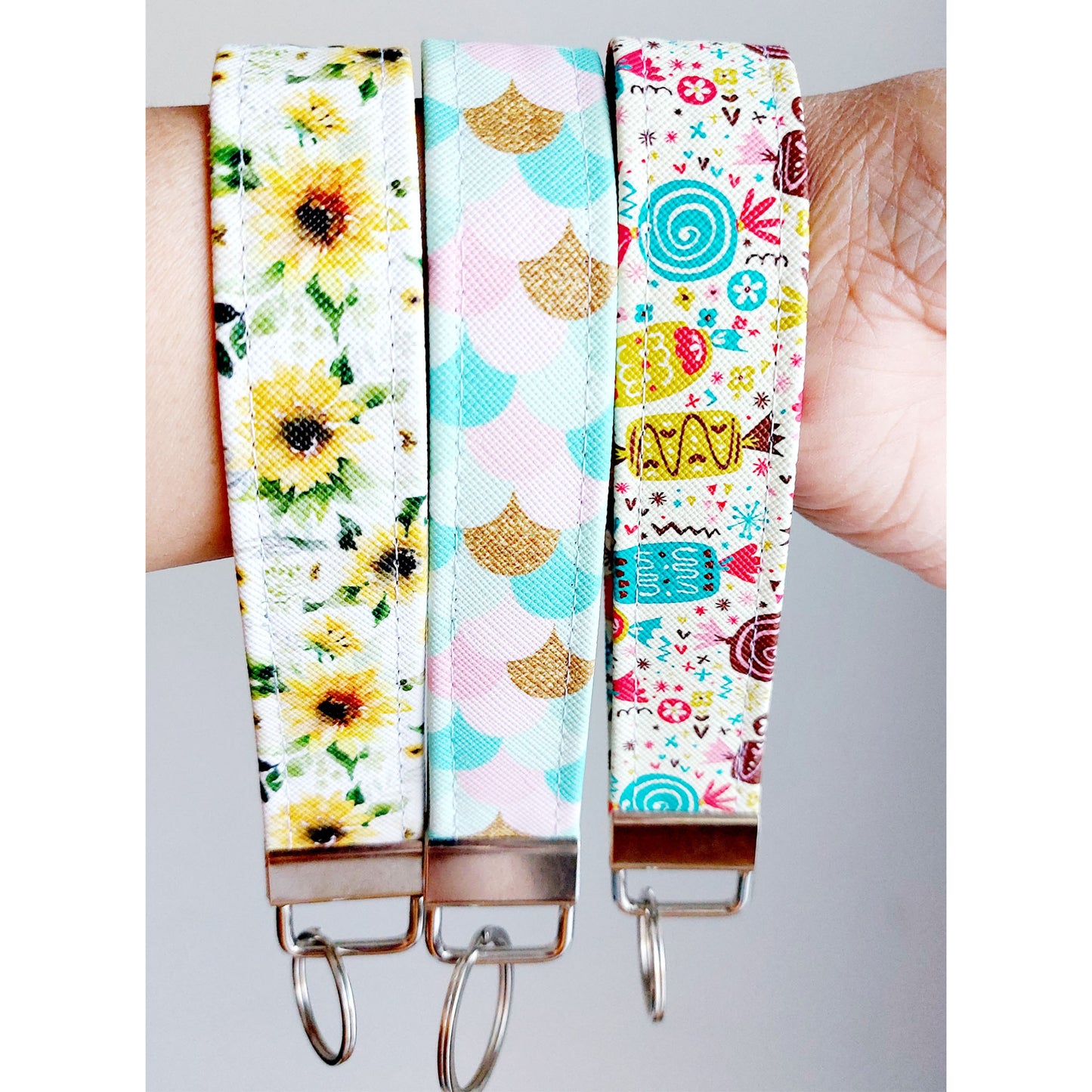 Yellow Floral Wristlet Keychain